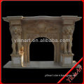 Yellow Marble Floral Carving Indoor Fireplace Surround YL-B192